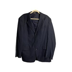 Brooks Brothers 346 Silk Pure New Wool 3 Button Front Blazer Navy Italy Size 42L